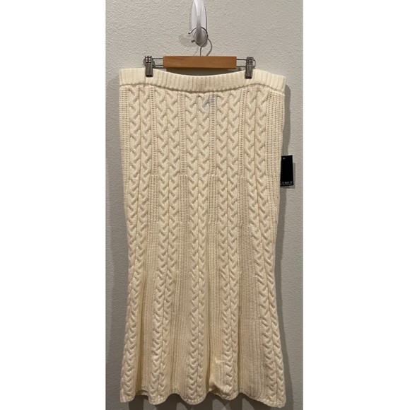 ELOQUII Cabled Sweater Cream Knit Maxi Skirt - Picture 6 of 6